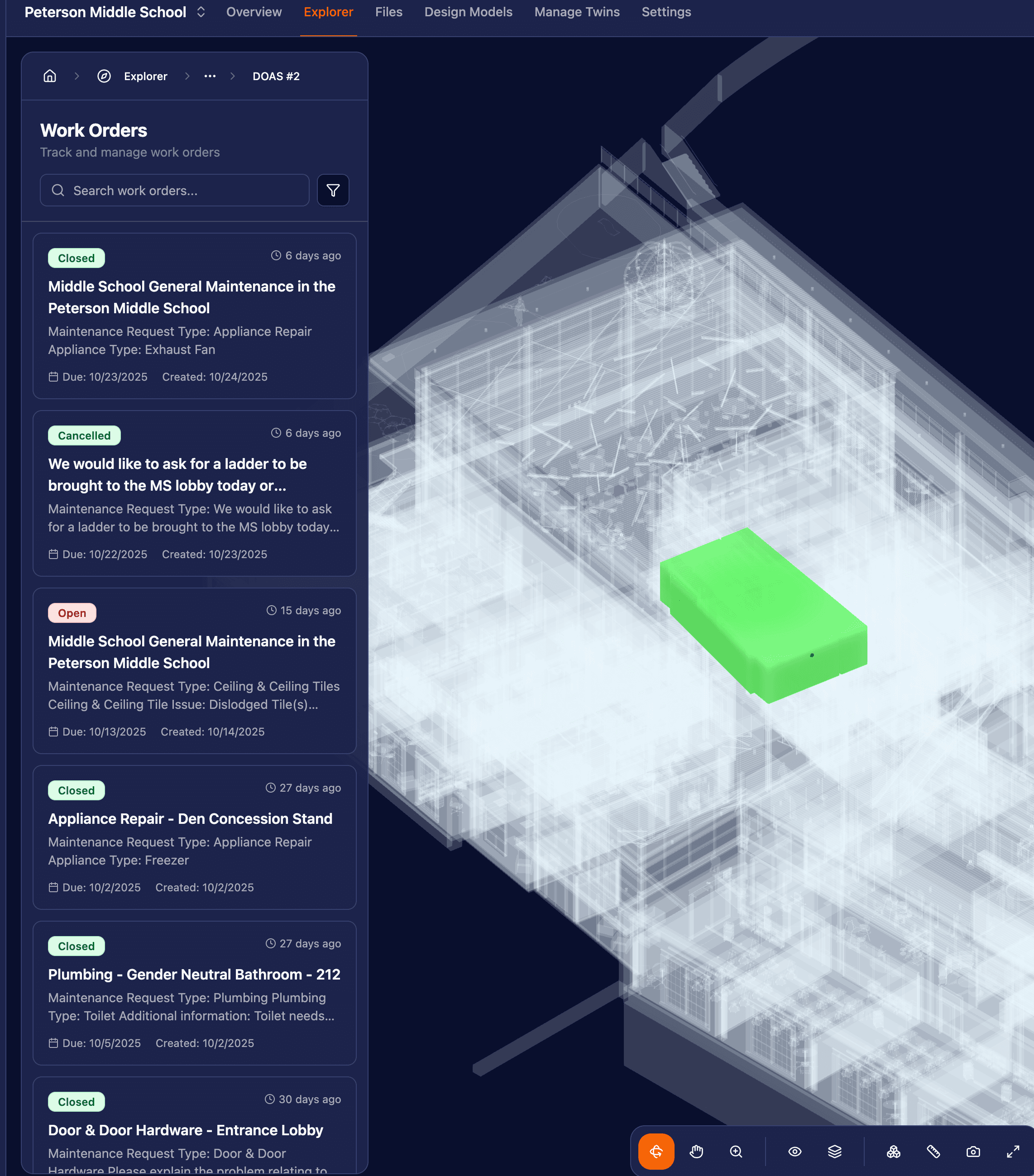 Dedicated Work Order Page